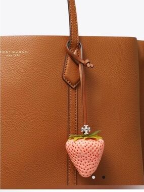 Tory Burch strawberry 🍓 pink leather tie bag charm key chain NEW $130